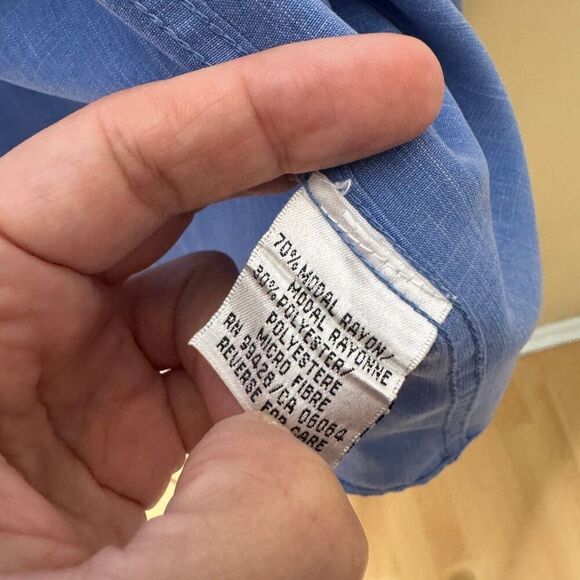 Bugatchi Uomo Shirt Mens Large Blue Button Up Long Sleeve Pocket Classic Casual - Picture 8 of 9